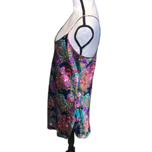 Vintage California Miss Floral Satin Short Chemise M Nightgown Side Slit thumbnail 6