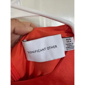 Significant Other Lara Bright‎ Orange Long Sleeve Satin Dress size US4 thumbnail 6