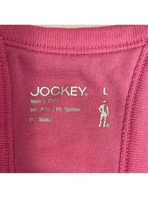 Jockey Pink Ribbed Sports Bra Size L Racerback Stretch Comfort Activewear thumbnail 3