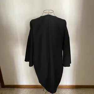 Zara Asymmetrical Cocoon Jacket Womens Medium Black 3/4 Sleeve Snap Front thumbnail 5