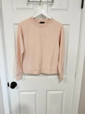 J.Crew Pink Eyelet Lace Back Sweatshirt Top Small Cottagecore Feminine thumbnail 2