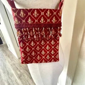 Red crossbody Bag with beads thumbnail 8