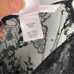 NEW Vintage Victoria’s Secret Sheer Black Lace Tie Front Cami M Y2K Deadstock thumbnail 3