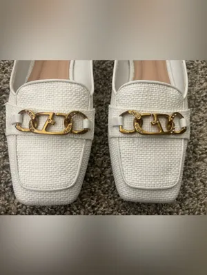 Women’s Franco Sarto Tiari Chain Square Toe Woven Loafer White Size 8 thumbnail 3