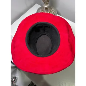 Something Special LA Red Faux Suede Wide Brim Sun Hat‎ Fedora Boho Chic thumbnail 6
