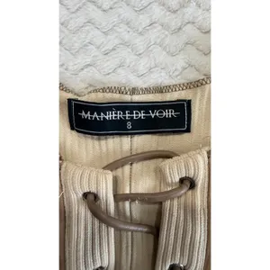 Maniere De Voir Womens Ribbed Lace Up Corset Top Tan Brown Mesh Panel Size 8 thumbnail 4
