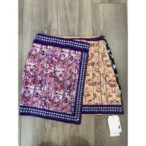 Commense Boho Asymmetric Floral Printed Purple Mini Skirt NWT Small thumbnail 2