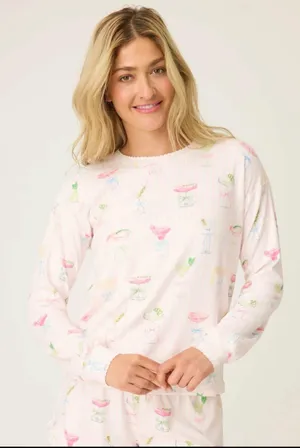 NEW P.J. Salvage Pretty Punch cocktail Pajama Set Baby Pink Stripe Size S thumbnail 4