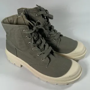 Portland‎ Boot Co JoJo Sage Green Canvas Lug Sole Sneaker Boots Women's 10M thumbnail 3