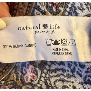 Natural Life‎ M Ansley Boho Tunic Silky Shirt Dress Stripe Button Front thumbnail 10