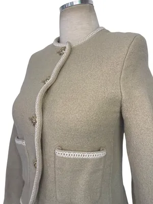 DUNST Beige Tweed Boucle Jacket in Small Womens Wool Jacket thumbnail 5