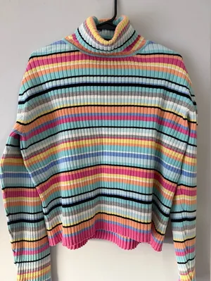 Chadwick's VTG Multicolor Striped Turtleneck Sweater Cotton Comfy Soft Retro Hippie Boho XL thumbnail 1