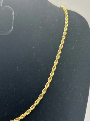 18k Real Gold Rope Chain Necklace 3mm 18 Inch Plated Womens Cute Layering thumbnail 2