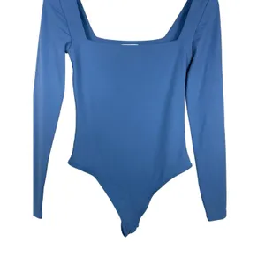 Babaton Aritzia Contour Bodysuit Blue Square Neck Long Sleeve Fitted S thumbnail 3
