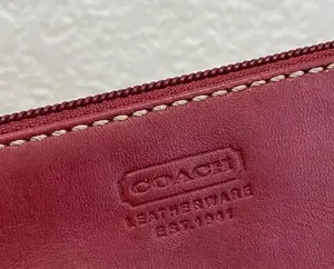 Coach Red Wine Leather Wristlet Small thumbnail 6