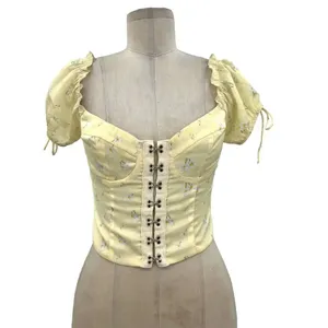 Princess Polly Allyson Corset Top Puff Sleeve Yellow Floral Size US‎ 4 thumbnail 2