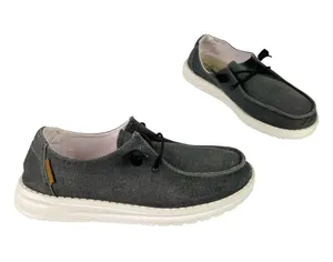 Hey Dude Wendy Chambray Moccasin Slip On Shoe Sz 7 Dark Grey Black thumbnail 3