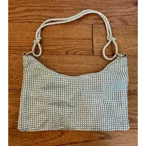 Diamond bedazzled mini shoulder bag silver 12x10 thumbnail 2