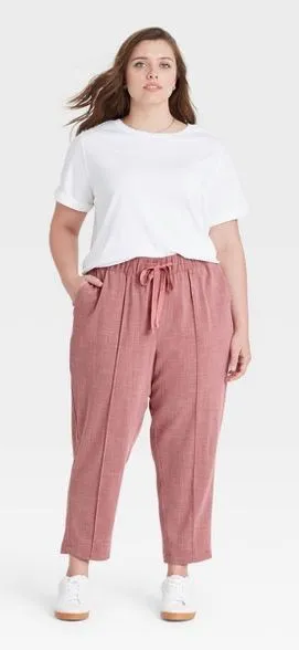 Ava & Viv Pants Size 2X Plus Rose Color Pull On Pockets Drawstring Waist NWOT thumbnail 1