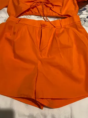Boohoo New With Tag 2 Piece Orange Short Set thumbnail 3