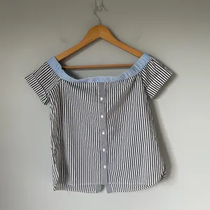 Bailey 44 False Start Short-Sleeve Off-the-Shoulder Shirt Blue Stripes Size 0 thumbnail 2
