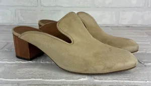 Thelma The Ava Mules Womens 38 8 US Wheat Suede Leather Block Heel Classic Italy thumbnail 1