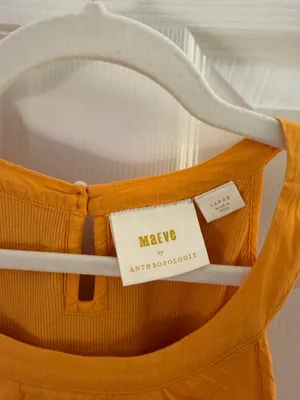 Anthropologie Maeve Orange Ruffled Rib Halter Tank Top Large thumbnail 5
