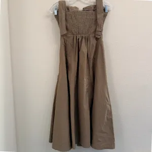 Anthropologie‎ Zip-Front Corset Midi Dress Womens XS Smocked Back Halter Olive thumbnail 4