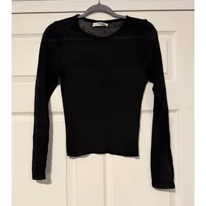 by Anthropologie Black Sheer Ribbed Top Capsule Rock Festival Edgy Whimsigoth thumbnail 2