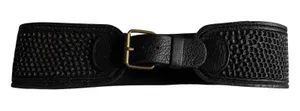 Motif 56 Belt Womens Small Black Leather Textured Wide Buckle Handmade Morocco thumbnail 1