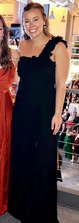 Lulu’s Women’s Size Large Elegant Invite Black Ruffled One-Shoulder Maxi Dress thumbnail 1