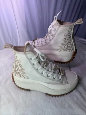 Converse Cream High-Top Sneakers with Tan Stitching thumbnail 3