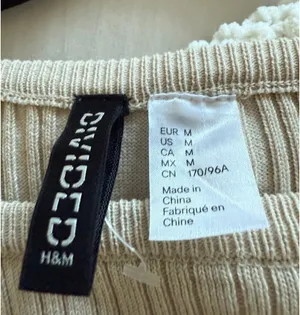 H&M cream ribbed mini dress thumbnail 3