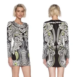 MINKPINK Highest Tower Embellished Mini‎ Dress Sequins Black Neon Lime Size S thumbnail 2