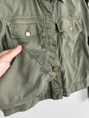 NEW Gap Tencel Icon Military Utility Jacket Olive Green Pockets Size XL thumbnail 5