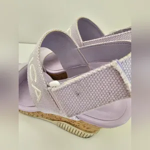 Nautica Lilac Lavender Cork Wedge Sandals - Size 8 - Sporty Logo Straps - Summer thumbnail 3