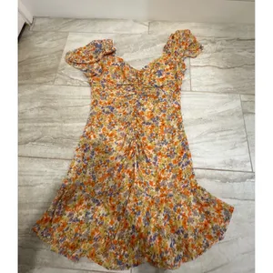 ASTR the Label So Smitten Floral Ruched Mini‎ Dress Orange Yellow Size Large thumbnail 2