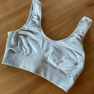 AERIE Superchill Scoop Seamless Bralette Bra Unpadded Light Blue Floral, Size M thumbnail 3