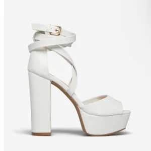 NIB Rosalinda Strappy Sandal White Snake Block 5” Heel Size 8 Platform thumbnail 3