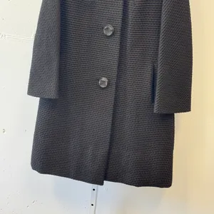 Vintage John Wanamaker Fur Collar Textured Wool Overcoat ILGWU Union Made Black thumbnail 5