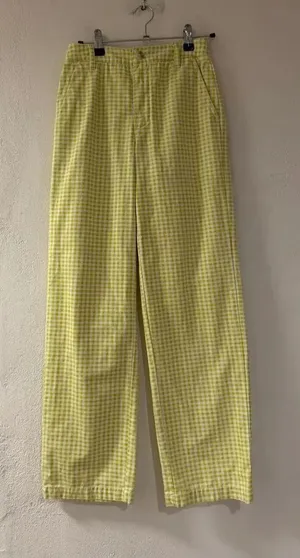 Aritzia Sunday Best Jaden Pant in Neon Green White Gingham Size 00 thumbnail 1