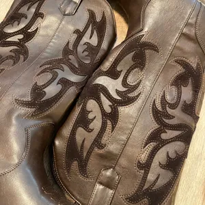SHEIN‎ Womens Cowboy Boots Brown Western Faux Leather Embroidered Size 7 thumbnail 3