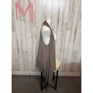 Max Studio Taupe Faux Suede Open Front Draped Vest Sleeveless Size M thumbnail 6
