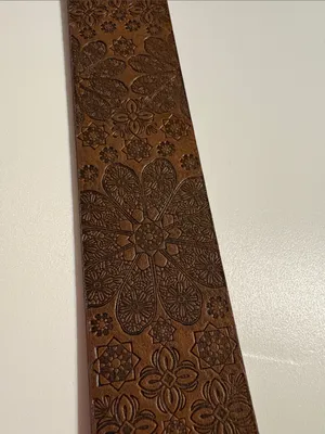 Relic Fossil women's "Starry Snowflake" embossed brown faux leather belt large thumbnail 8