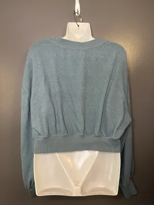 Urban Outfitters Cardigan Sweater Womens Large Green Knit Cropped Pockets thumbnail 5