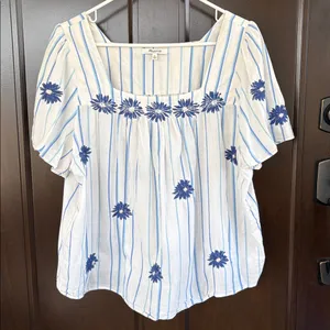 EUC Madewell Floral Embroidered Butterfly Top Size Large Retail $85.00 thumbnail 5