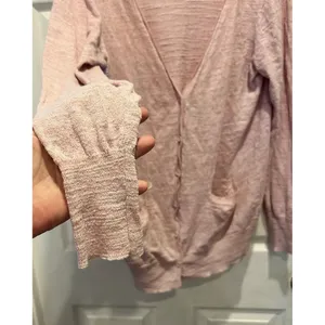 J.Crew‎ Womens Pink Linen Blend V-Neck Button Front Cardigan Sweater L Vacation thumbnail 5