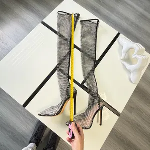 SIMMI London Rhinestone Fishnet Over-The-Knee Boots - Size US 6 / UK 4 ✨ thumbnail 15