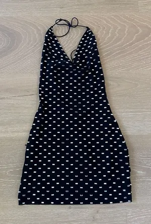 White Fox Mini Dress Halter Nice For What Size XS Black Silver thumbnail 1