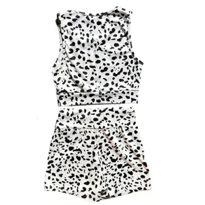 SHEIN Dalmatian Print 2 Piece Activewear Crop Top Shorts Set Petite XS thumbnail 5